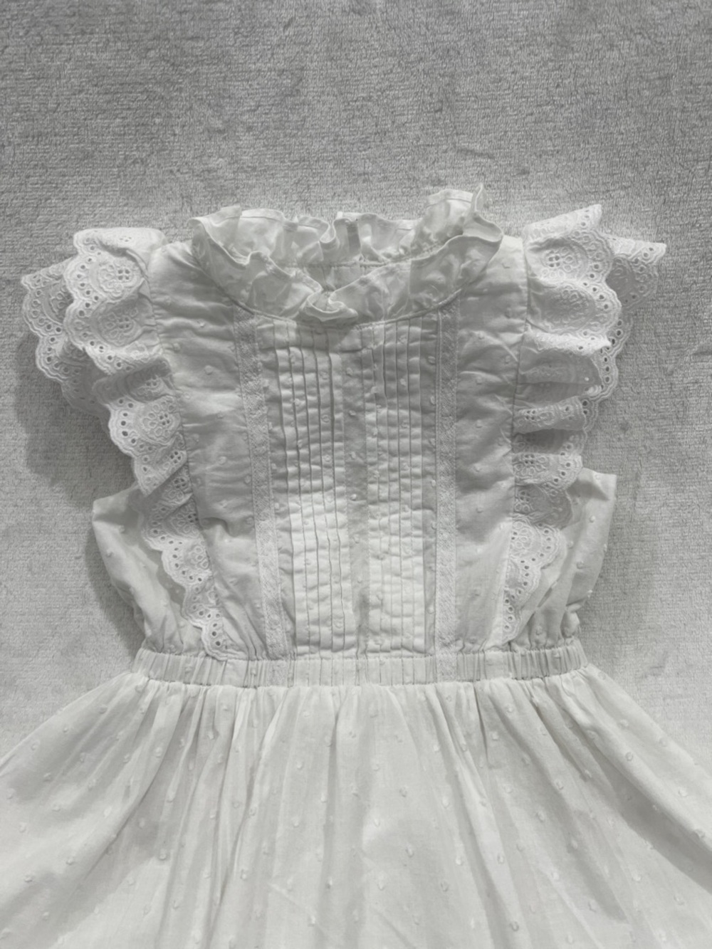 Janie and Jack Pintuck Eyelet Dress Summer Ruffle Detail Size 5 Special Occasion - Picture 5 of 14